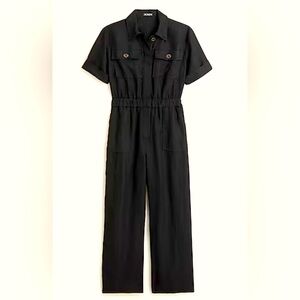 J CREW black linen jumpsuit NWT 8